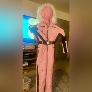 Pink Fur-Trimmed Snowsuit